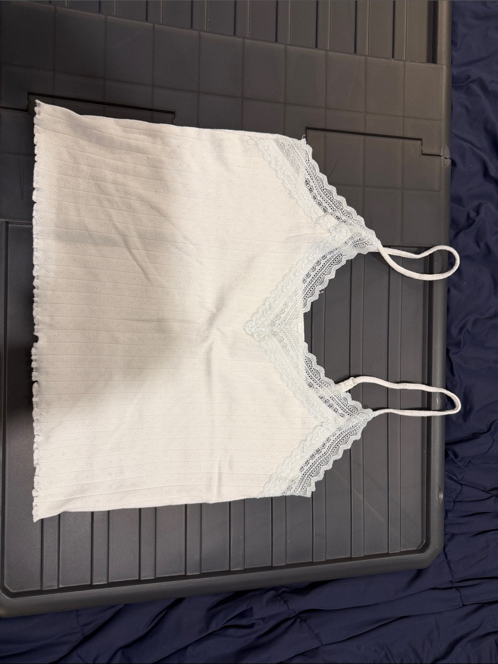 American Eagle Outfitters White Lace-Trim Cropped Cami